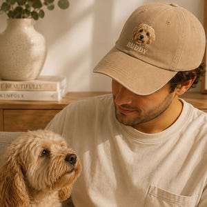 Personalisierte Vintage-Cap mit Tierportrait – Stickerei nach Foto – Unisex, stylish, 100 % Baumwolle, verstellbar