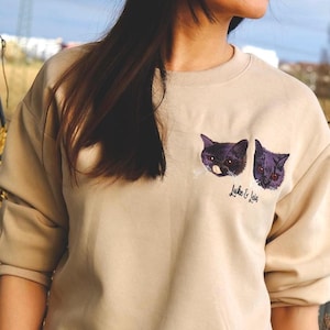 Personalisierte Haustier Porträt Stickerei Sweatshirt, Haustier-Liebhaber-Kleidung, Geschenk für Katze Papa Hund Mama, Haustier-Gedenkgeschenk, Outfit für Haus oder Ausflug