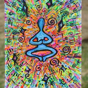 Meditation and Stars (black light painting)