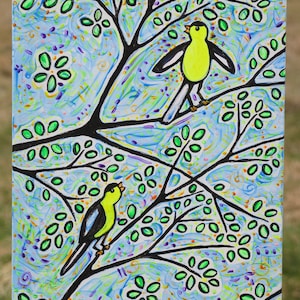 Yellow Finches in Black Light