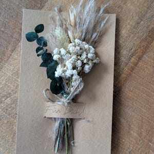 Trockenblumenstrauß Mini,Tischdeko Ansteckstrauß , Deko für Hochzeiten/Geburtstag/Taufe,Mini Bouquet,Geschenk Trockenblumen, Geschenk Mutter