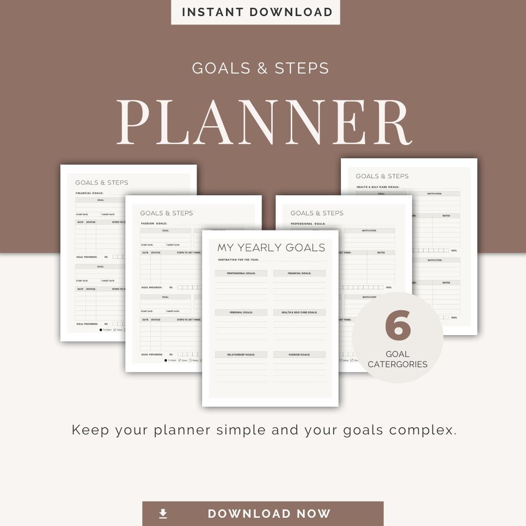 Fillable Goals & Steps Planner, DIGITAL ONLY. - Etsy