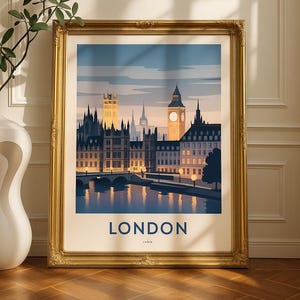 London Cityscape Printable Wall Art – Digital Download Poster, London Skyline Art Print, Modern Home Decor, Travel Poster (Multiple Sizes)