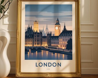 Arte mural imprimible del paisaje urbano de Londres: póster digital descargable, impresión artística del horizonte de Londres, decoración moderna para el hogar, póster de viaje (varios tamaños)