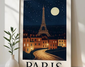 Paris Digitales Poster - Eiffelturm Nachtszene (PDF Download)