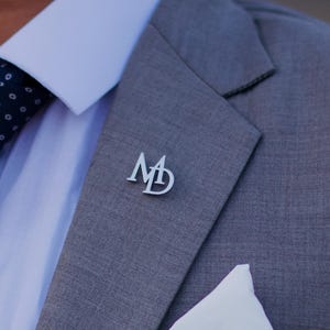Custom Initial Enamel Lapel Pin: Groomsmen Gift, Wedding Favor