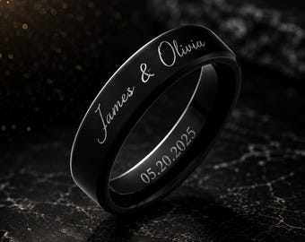 Personalized Promise Ring for Him | Her, Custom Engrave Stainless Steel Ring, Customized Engraved Jewelry, Wedding Band, Anniversary Gift
