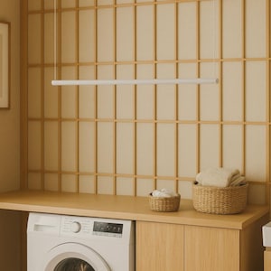 Ceiling Mounted Laundry Drying Rack: Adjustable Height, Metal or Wood Rod