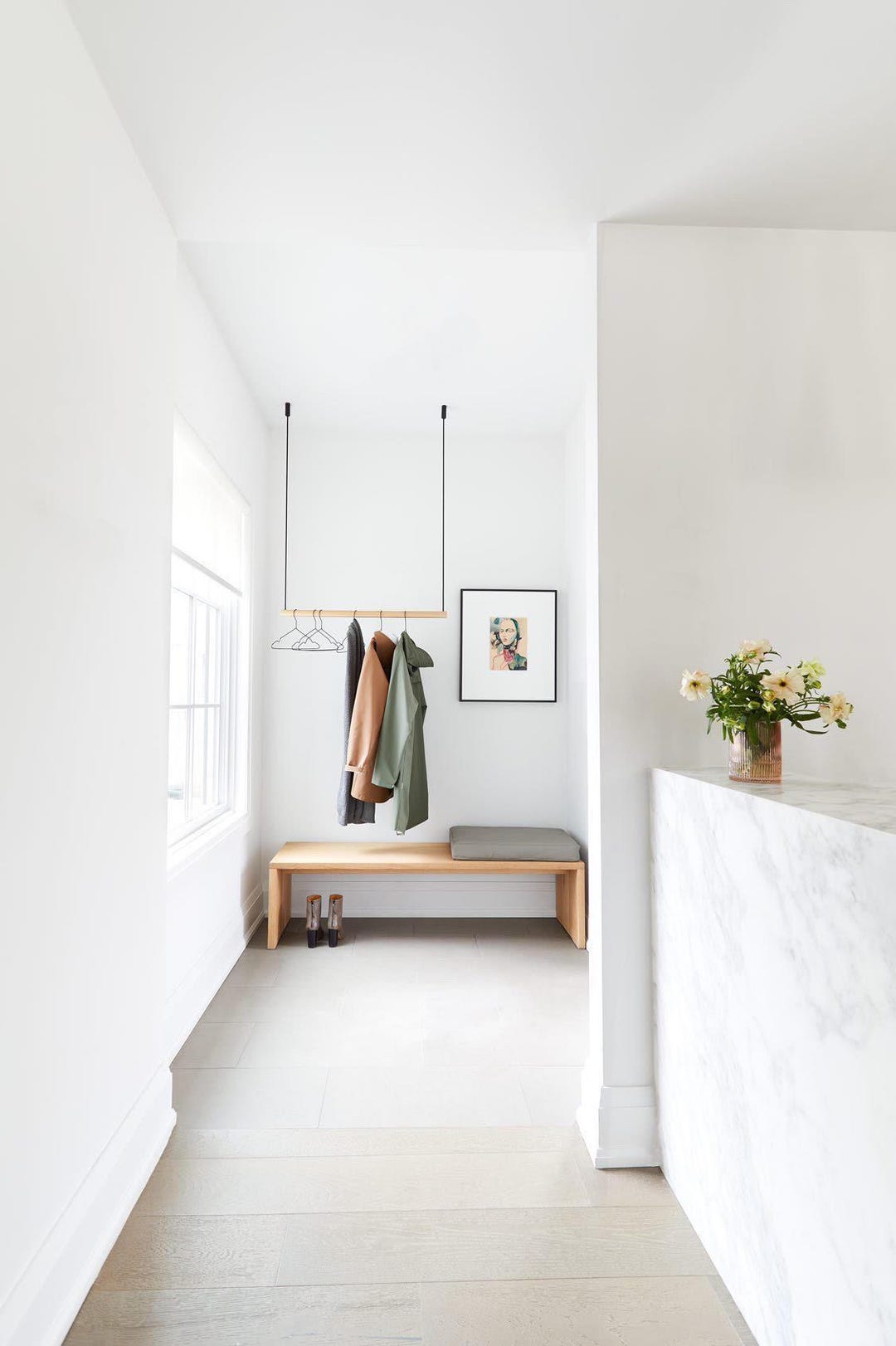 Height Adjustable Entryway Clothing Rack | Minimal Ceiling Mounted Coat ...