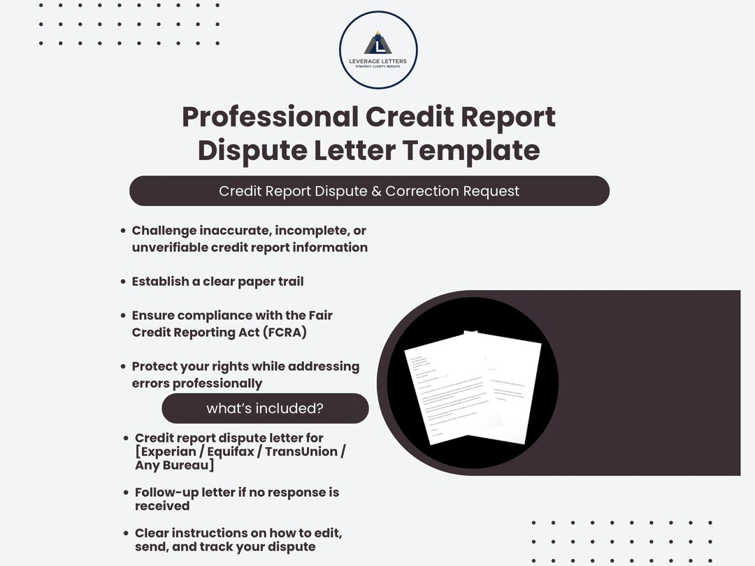 Credit Report Dispute Letter Templates Bundle Experian, Equifax