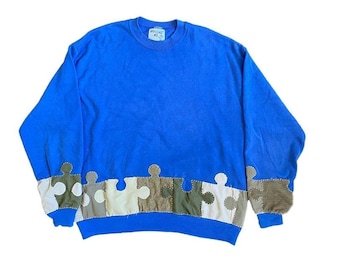 Hand made Hand sewn puzzle crewneck