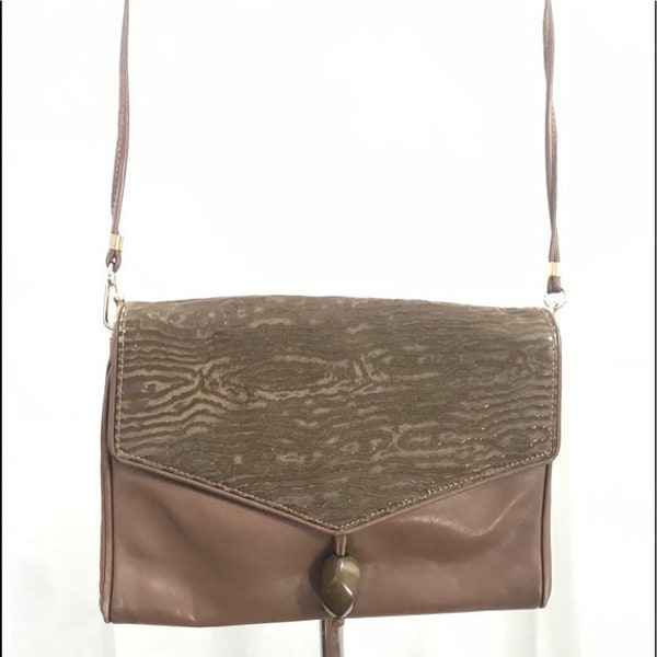 Vintage 60s Mod Brown Leather CrossBody Bag Clutch