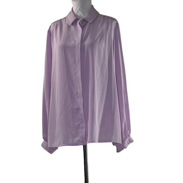 Vintage 80s Halston III Purple Lavender Blouse M/L