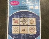Vintage WonderArt American Embroidery Quilt Blocks Kit for Embroidery Crosstitch Needlepoint Sewing Quilting Pillows 1976