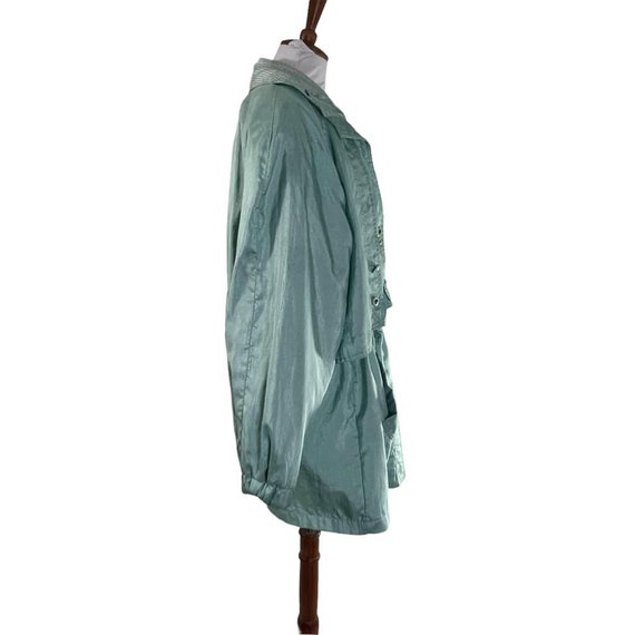 Vintage 90s Mint Green Nylon Windbreaker L/XL - image 5