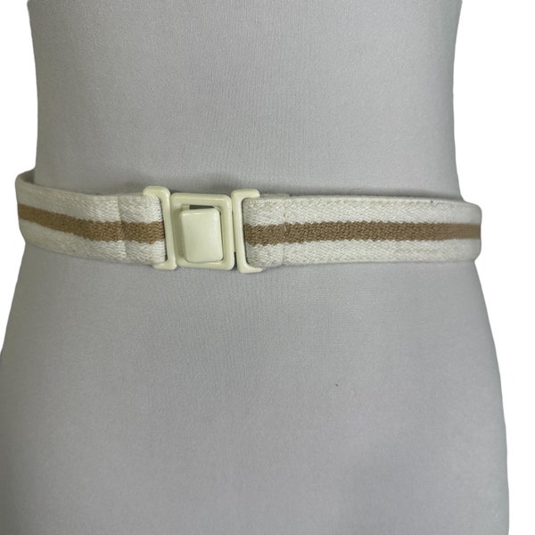 Cintura elastica bianca kaki vintage anni '80 M