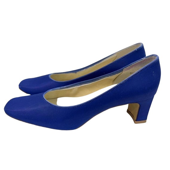 Vintage 80s Dyeables Blue Satin Pumps 6.5 - image 3