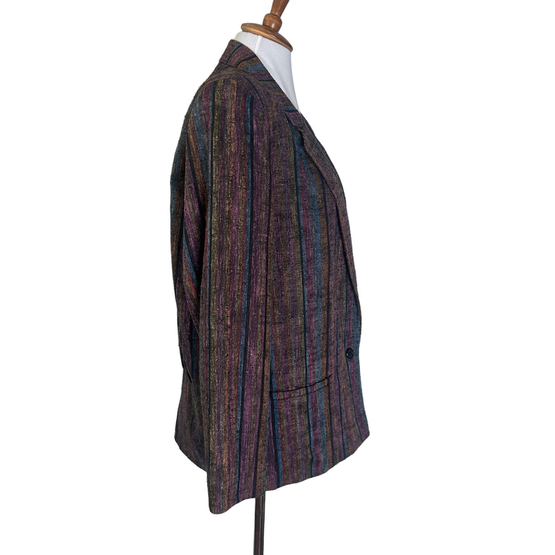 Vintage Peabody House Linen Blend Striped Blazer Jacket 70s Preppy M/L, foto 3 di 5