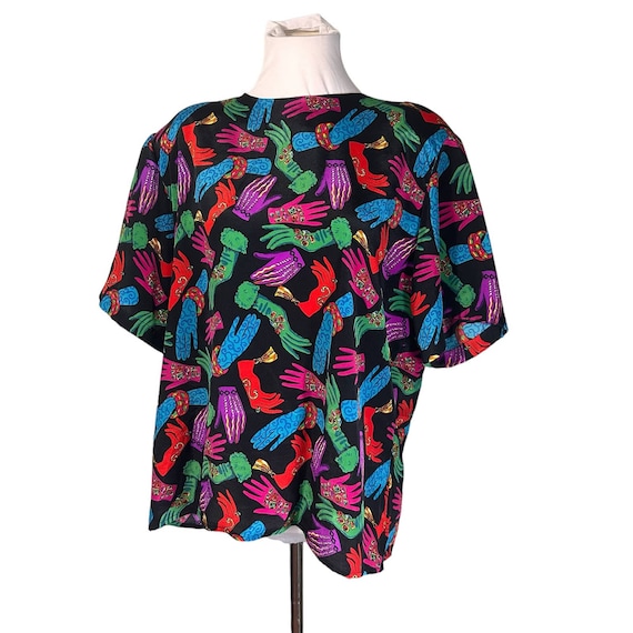 Vintage 1980s Notions Abstract Multicolor Hands B… - image 1