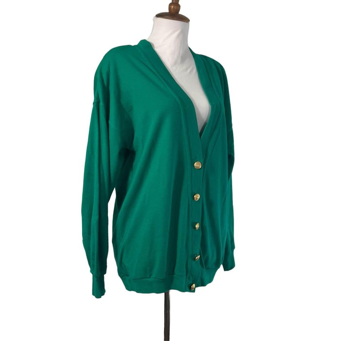 Vintage 80s Bright Green Appleseeds Cardigan Sweatshirt M Etsy