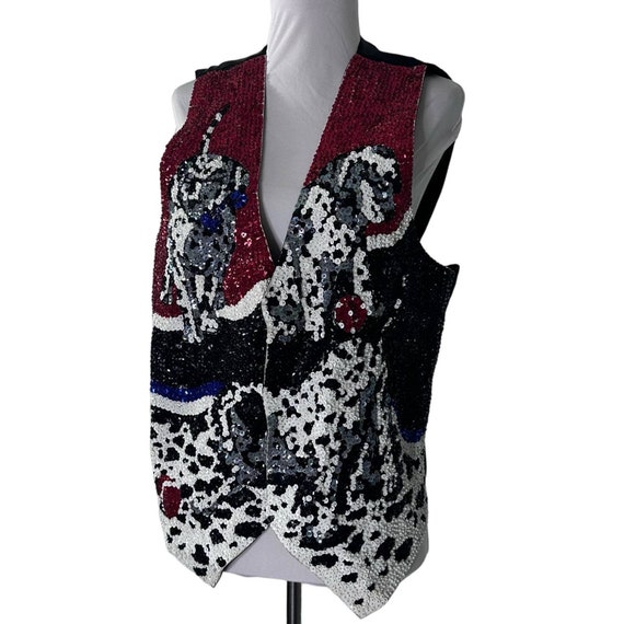 Vintage 1980s Fashion  Sequined Dalmatian Puppies… - image 3