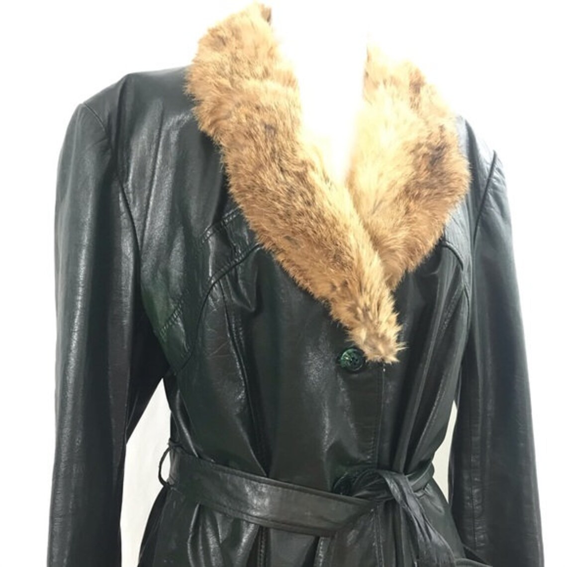 Vintage 70s Martini Hunter Green Napa Leather Jacket w Rabbit | Etsy