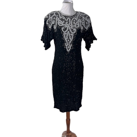 Vintage 80s Silky Nites Sequined and Pearl Embell… - image 1