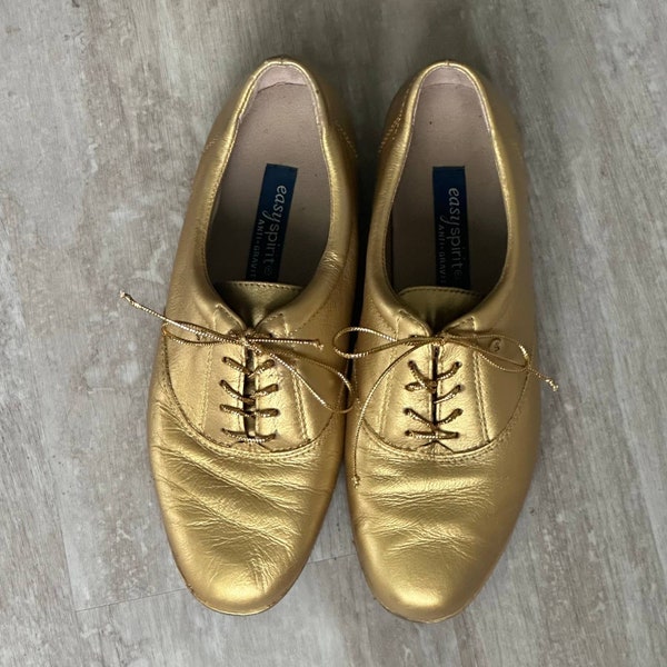 Vintage 1980s Easy Spirit Gold Leather Sneakers Casual  Oxfords 7