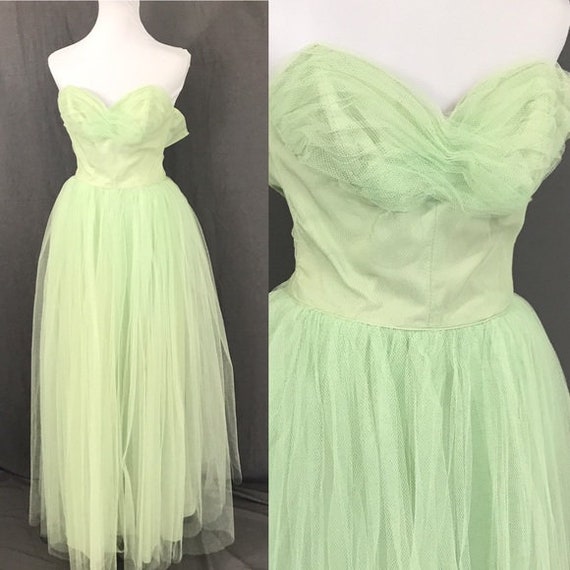 Vintage 50s Tulle Mint Green Cupcake Prom Sweethea