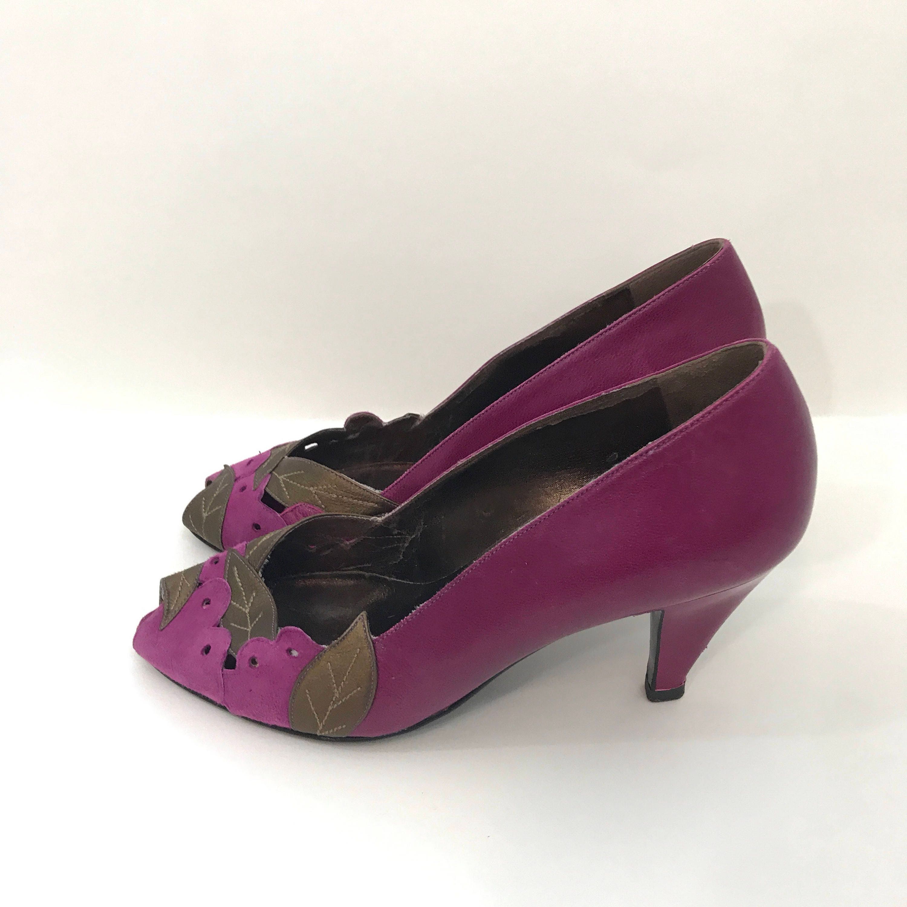 Carvela Kurt Geiger Purple Bronze Open Peep Toe Heels 37.5 - Etsy