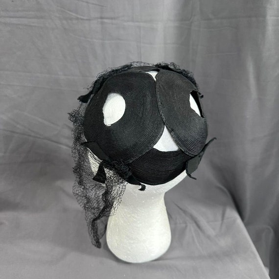 Vintage 40s Black Corde Skull cap Hat OS - image 2