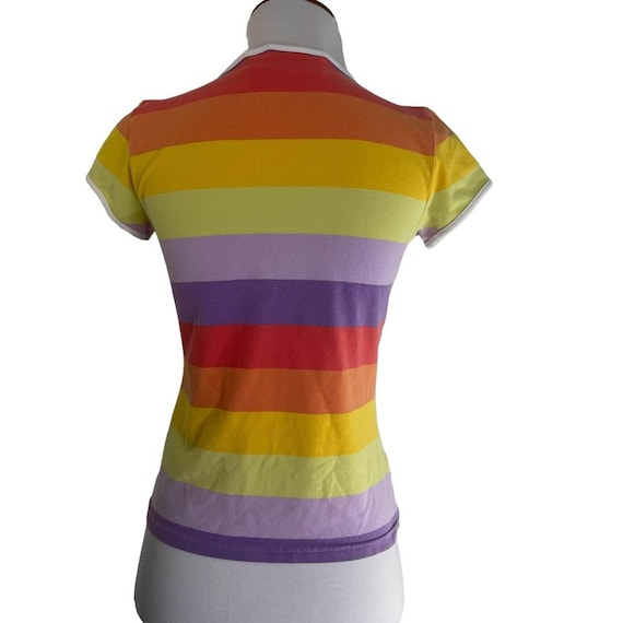 Vintage 90s Liz Claiborne Rainbow Striped Shirt PS - image 4