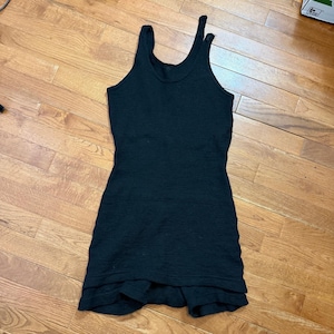 Vintage 1920er Jahre seltener Wolle Strick Badeanzug Schwarz Swim Dress XS