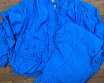 vintage 80s Bright Blue Nylon Sursuit XL