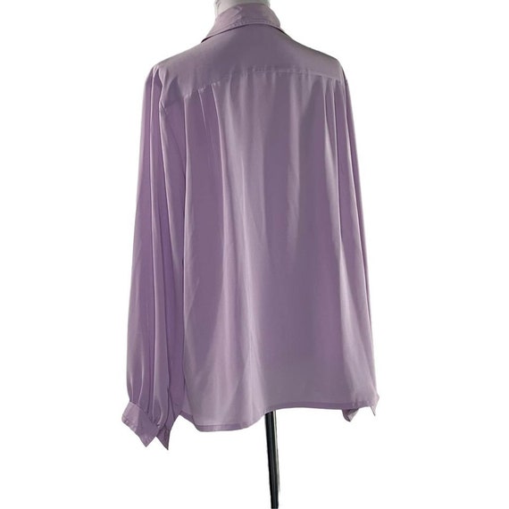 Vintage 80s Halston III Purple Lavender Blouse M/L - image 3