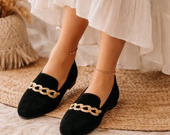 Vintage 90s Sam And Libby Black Gold Velveteen Loafers 8