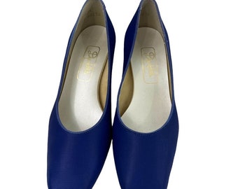 Vintage 80s Dyeables Blue Satin Pumps 6.5