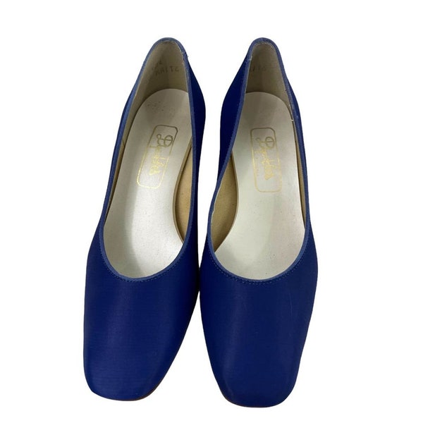 vintage 80s Dyeables Blue Satin Pumps 6.5