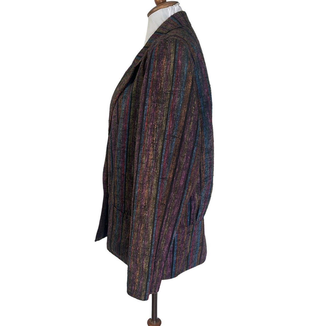 Vintage Peabody House Linen Blend Striped Blazer Jacket 70s Preppy M/L, foto 4 di 5