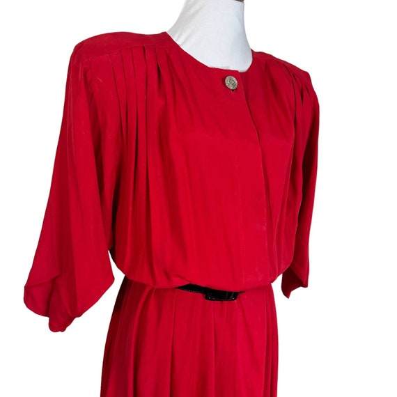 Vintage 1980s Red Nina Piccalino Red Rayon Full S… - image 4