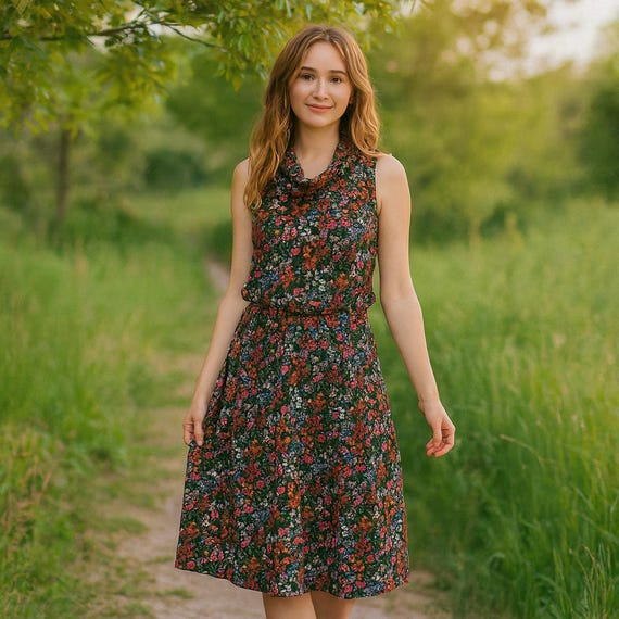 Vintage Lord and Taylor Act II Floral MIdi Dress M