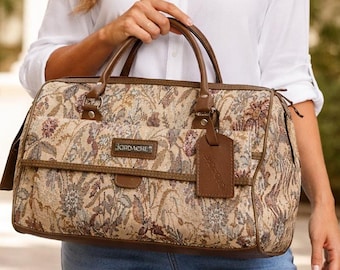 Mala de viagem vintage Jordache dos anos 80, pequena, floral, estilo boho.