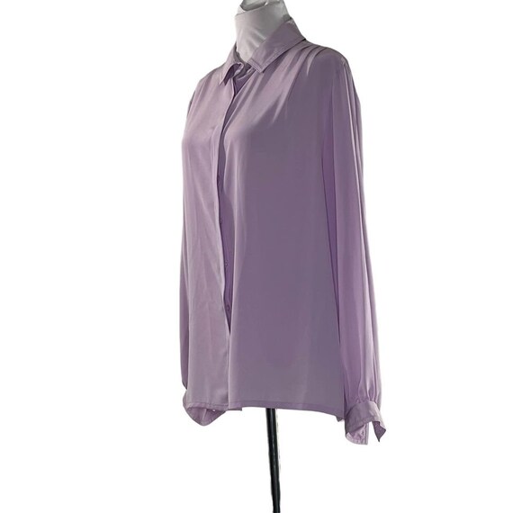 Vintage 80s Halston III Purple Lavender Blouse M/L - image 4