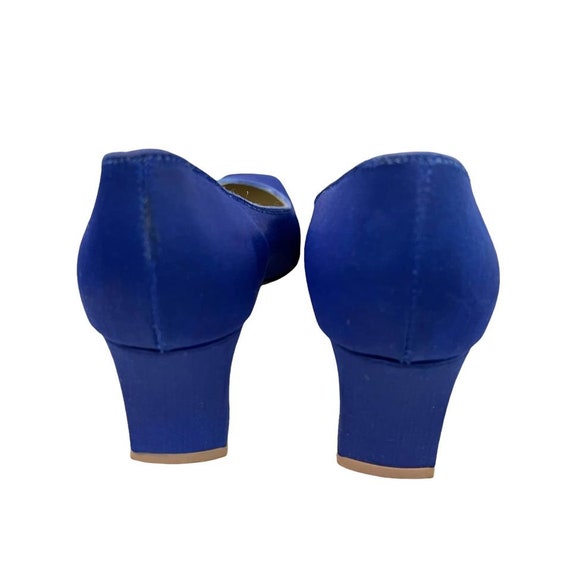 Vintage 80s Dyeables Blue Satin Pumps 6.5 - image 4