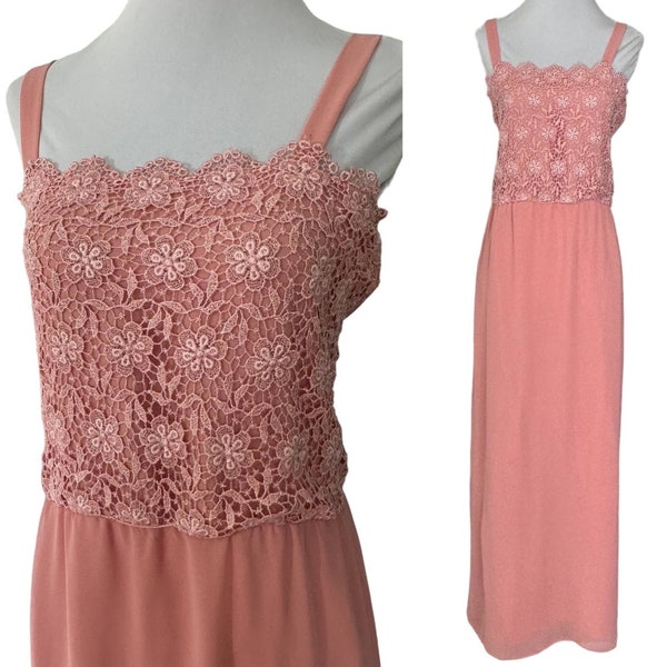 Vintage 1980s Blush Pink LAce Semi Formal Sundress M
