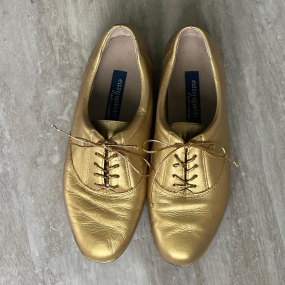 Vintage 1980s Easy Spirit Gold Leather Sneakers Casual Oxfords 8.5 Etsy