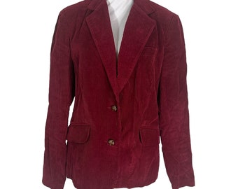 Vintage 1980s Rost Burgund Cord Blazer Jacke 16 XL