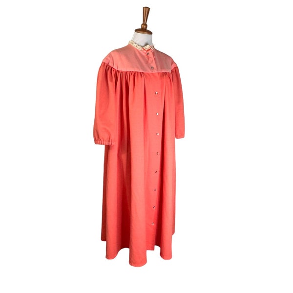 vintage Rétro années 70 Corail Snap Front Robe Mumu House Dress XL