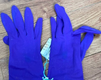 Vintage 60s Nylon  Purple Wrist gloves S
