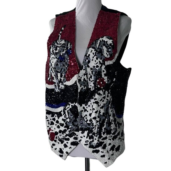 Vintage 1980s Fashion  Sequined Dalmatian Puppies… - image 2